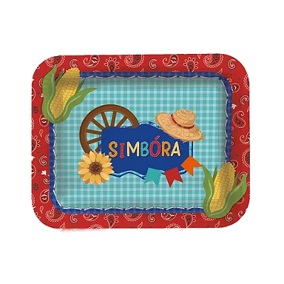 Bandeja Laminada Festa Junina Passeio na Roça 40,5x33,5cm