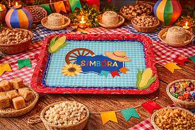 Bandeja Laminada Festa Junina Passeio na Roça 40,5x33,5cm