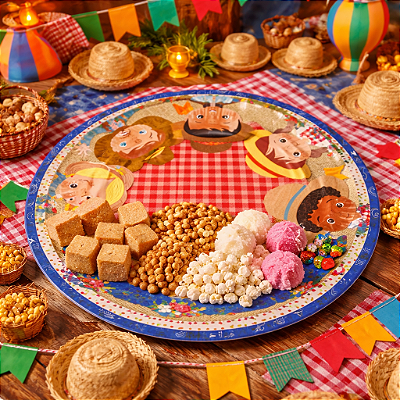 Prato Laminado Festa Junina Passeio na Roça Nº6 31,5cm