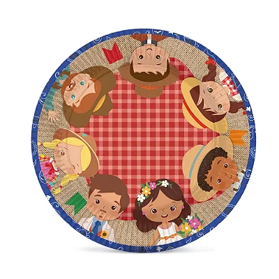 Prato Laminado Festa Junina Passeio na Roça Nº6 31,5cm