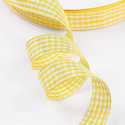 Fita Xadrez Amarelo 15mm – Rolo com 10 Metros