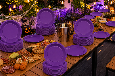 Prato de Papel Liso Roxo 18cm - 10 Unidades