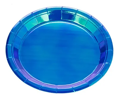 Prato de Papel Furta-Cor Azul 18cm – 10 Unidades