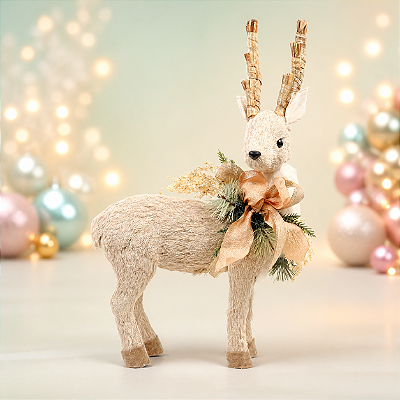 Rena Decorativa Em Pé Champagne 50cm – Elegância para Sua Decoração