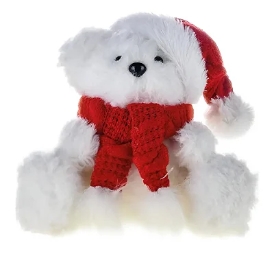 Urso de Pelúcia Sentado com Gorro Natalino 28CM