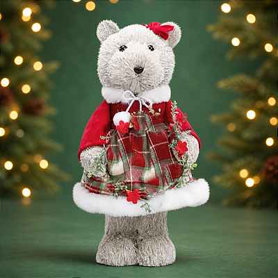 Ursa Natalino em Pé 36cm – Enfeite Decorativo de Natal