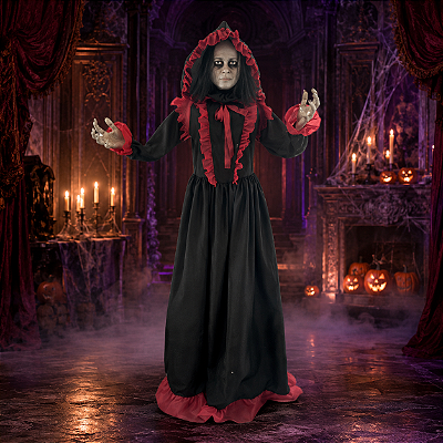 Boneca Sombria Halloween Animada 1,68 Metros Som Luz Movimento
