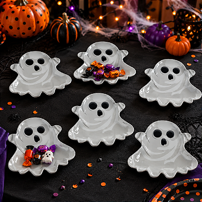 Prato de Papel Halloween Fantasminha 25 x 22cm – 6 Unidades