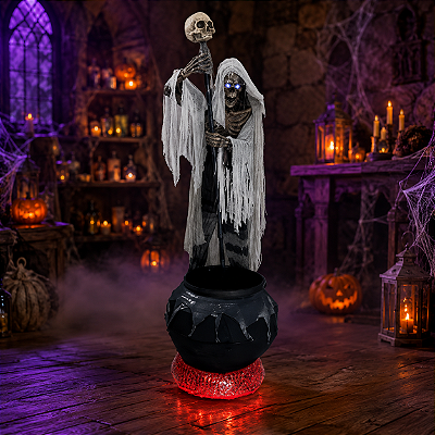 Bruxo Halloween Animado 1,90 Metros Com Luz Som Movimento