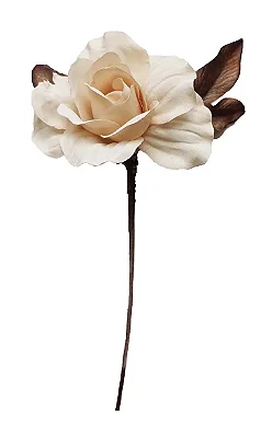 Pick Botão de Rosa Creme Decorativo Natalino 19x7cm