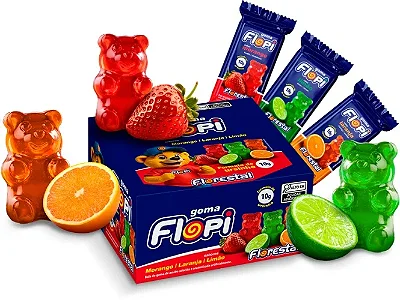 Bala de Goma Flopi Ursinho Sortida 250g – Florestal