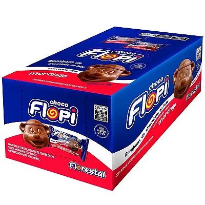 Bombom Choco Flopi Recheio de Morango 10g com 15 Unidades – Florestal
