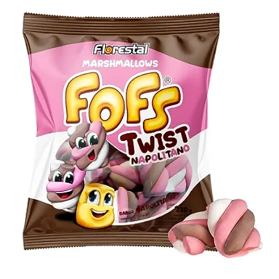 Marshmallows Fofs Twist Napolitano Colorido 220 Gramas - Florestal
