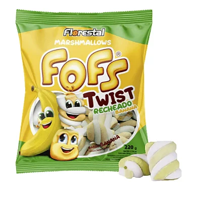 Marshmallows Fofs Twist Banana Reachedo 220g - Florestal