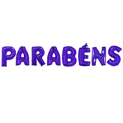 Balão Metalizado 16" Parabéns com Canudo - Roxo