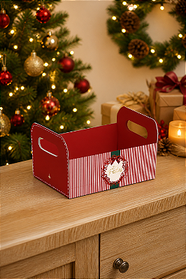 Caixote Natalino Papai Noel Berries - 25x19x10cm - 1 Unidade