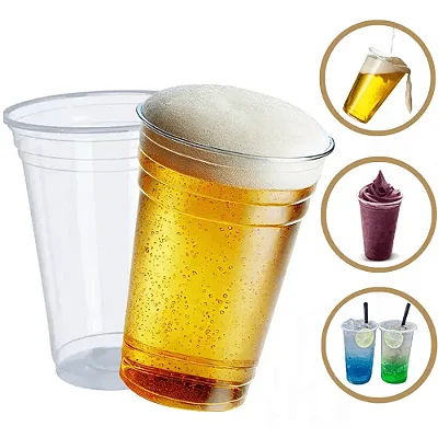 Copo Plástico Descartável Translúcido Liso de 700ml - 20 Unidades