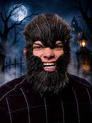 Máscara de Tecido Barba Lobisomem para Fantasia Halloween e Festas Temáticas