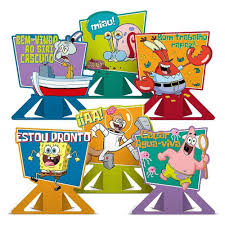 Decoração de Mesa Festa Bob Esponja em Papel Cartonado 20x15cm - 8 Unidades