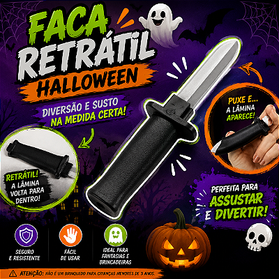 Faca de Plástico Retrátil Halloween – Faquinha de Mentira 16cm