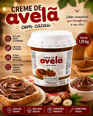 Creme De Avelã Com Cacau 1,01kg - Bom Principio