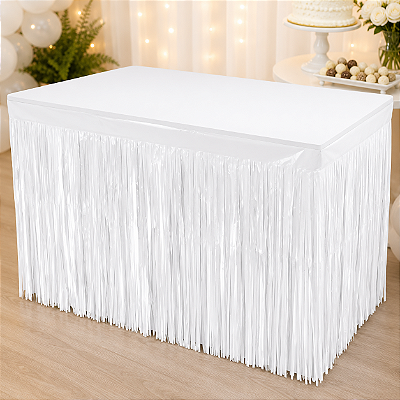 Saia de Mesa Metalizada Branco - 2.70m de largura x 75cm Altura