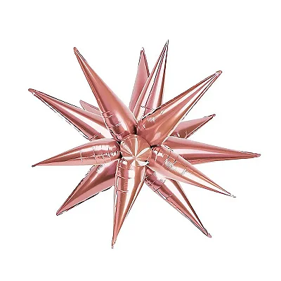 Balão Metalizado Sputnik Rose 27” (70cm) – 13 Pontas Decorativo