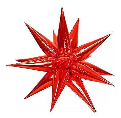 Balão Metalizado Sputnik Vermelho 27” (70cm) – 13 Pontas Decorativo