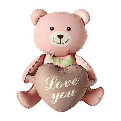 Balão Metalizado Urso com Coração Love You 41 Polegadas