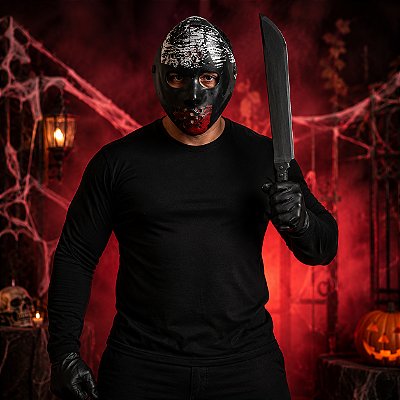 Kit Jason Halloween – Máscara e Facão Preto