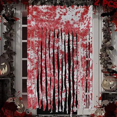 Cortina Decorativa para Porta Manchada de Sangue Halloween – 1,65 x 1m