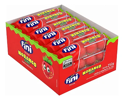 Chiclete Fini Morango - Caixa 252g - 18 Unidades De 14g