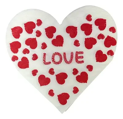 Guardanapo de Papel Folha Dupla Love Formato Coração – 20 Unidades