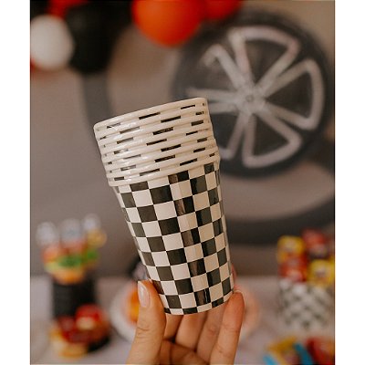 Copo de Papel Corrida 250ml Quadriculado – 8 Unidades