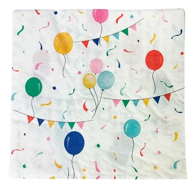 Guardanapo de Papel Folha Dupla Balão Mágico 33x33cm – 20 Unidades