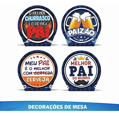 Decoração de Mesa em EVA Dia dos Pais "Paizão" – Kit com 4 Peças | 28x25cm