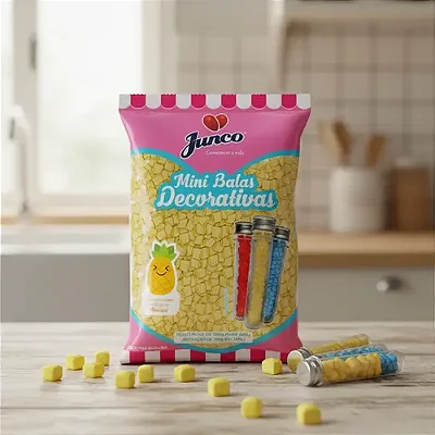 Mini Bala Decorativa Sabor Abacaxi – 400 Gramas