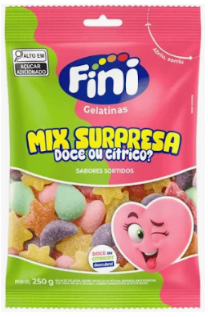 Bala de Gelatina Fini Mix Surpresa Doce ou Cítrico Sabores Sortidos 250g