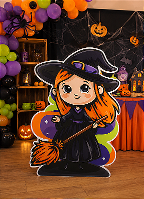 Totem Bruxinha Halloween Infantil em Papel Cartão Rígido – 96x69cm