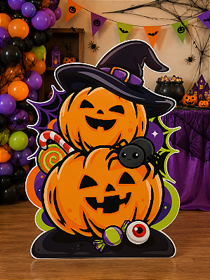 Decoração Rígida Abóbora Halloween Infantil 64x46cm – Painel Decorativo em Papel Cartão