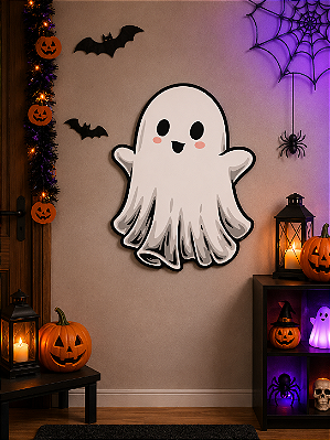 Personagem Decorativo Fantasminha Halloween Infantil 56x45cm – Papel Cartão