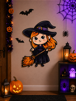 Personagem Decorativo Bruxinha Halloween Infantil 58x44cm – Papel Cartão