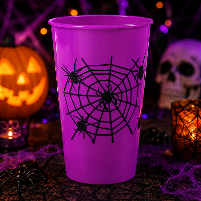 Copo Plástico Halloween 450ml - Cor Roxo