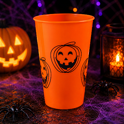 Copo Plástico Halloween 450ml - Cor laranja