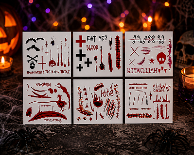 Tatuagem Temporária Halloween – Cartela 16x24cm (Modelos Sortidos) - 1 Cartela