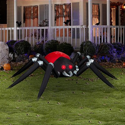 Aranha Inflável Gigante Halloween 2,40 Metros de Largura com LED – Bivolt