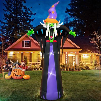 Bruxa Inflável Gigante Halloween 2,40 Metros com LED – Bivolt