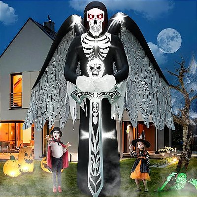Fantasma Inflável Gigante Halloween 3,60 Metros com LED – Bivolt