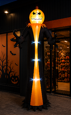 Boneco Abóbora Inflável Gigante Halloween 3,60 Metros com LED – Bivolt