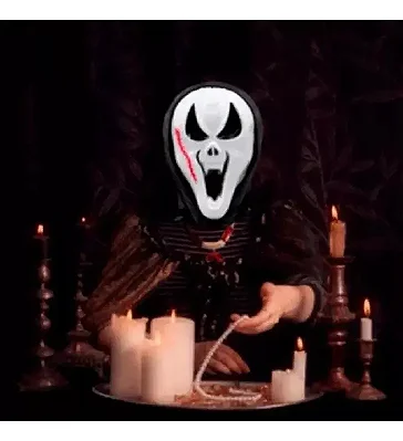 Máscara Pânico com Sangue e Capuz Halloween